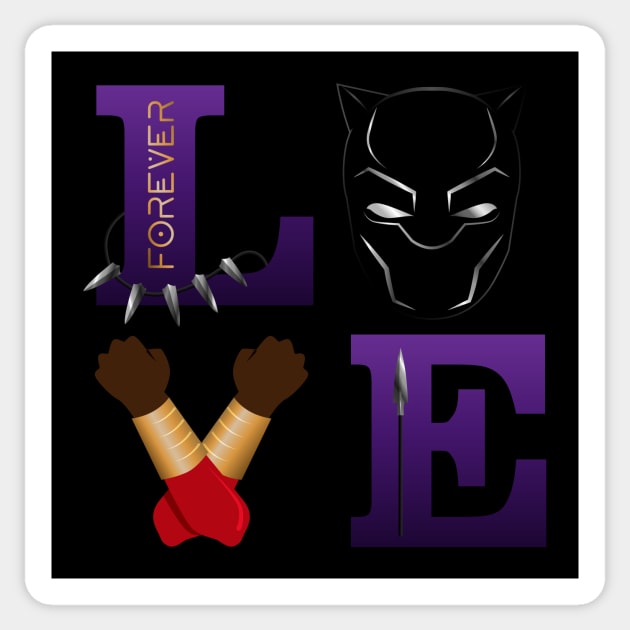 LOVE Black Panther Sticker by designedbygeeks